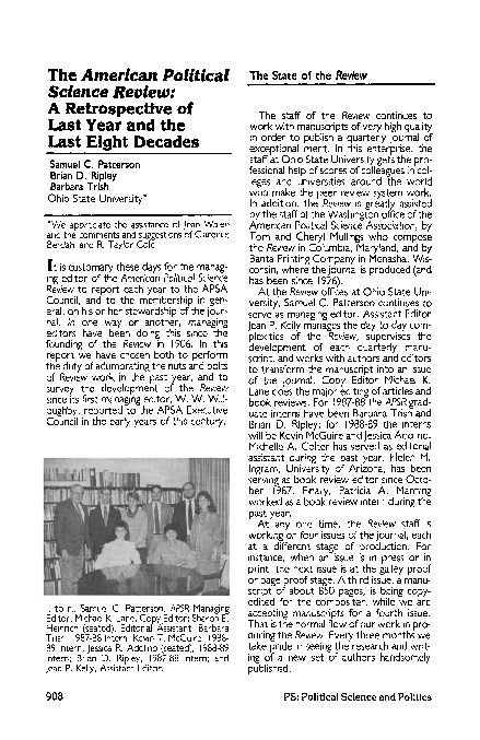 (PDF) The American Political Science Review: A Retrospective of Last ...