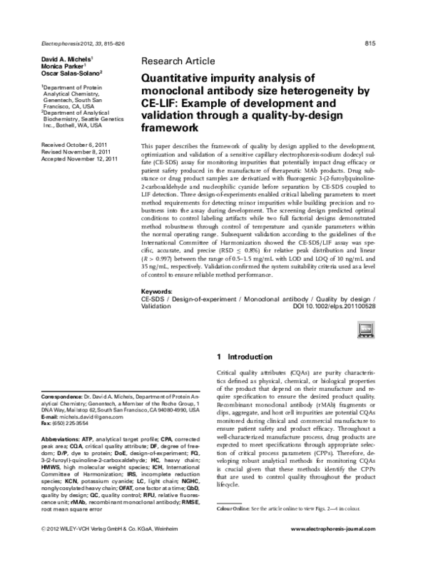 (PDF) Quantitative impurity analysis of monoclonal antibody size ...
