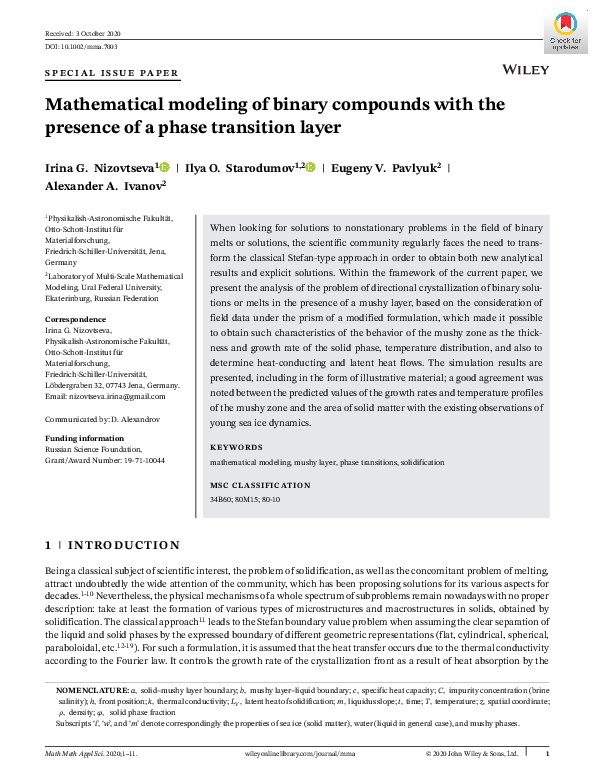 (PDF) Mathematical modeling of binary compounds with the presence of a ...