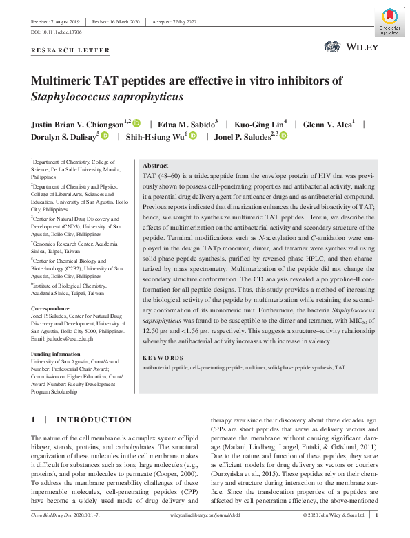 (PDF) Multimeric TAT peptides are effective in vitro inhibitors of ...