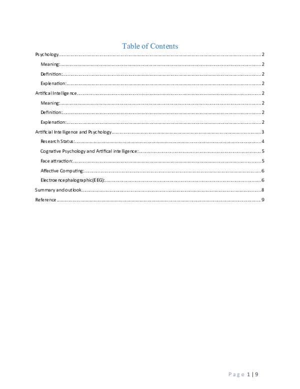 (DOC) Artificial Intelligence and Psychology