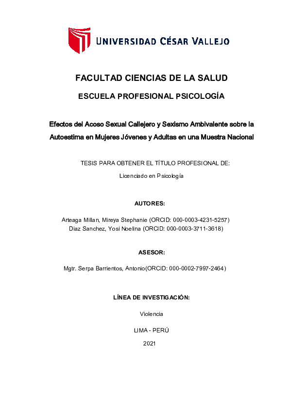 (PDF) Efectos del acoso sexual callejero y sexismo ambivalente sobre la ...