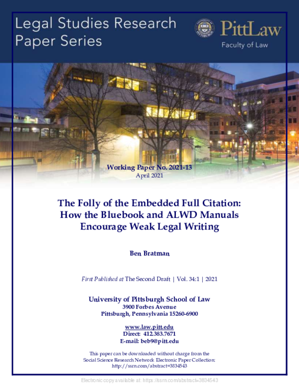 (PDF) The Folly of the Embedded Full Citation: How the Bluebook and ...