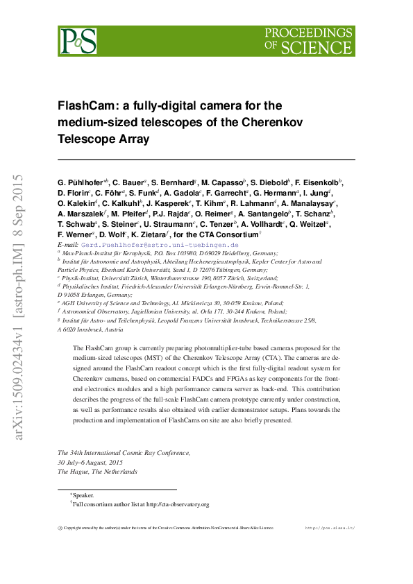 (PDF) FlashCam: a fully-digital camera for the medium-sized telescopes ...