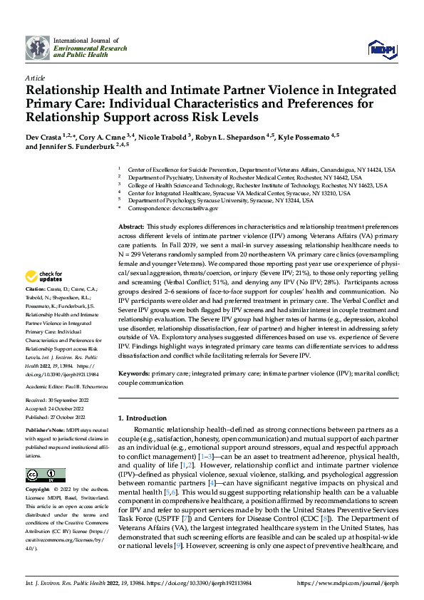 (PDF) Relationship Health and Intimate Partner Violence in Integrated ...