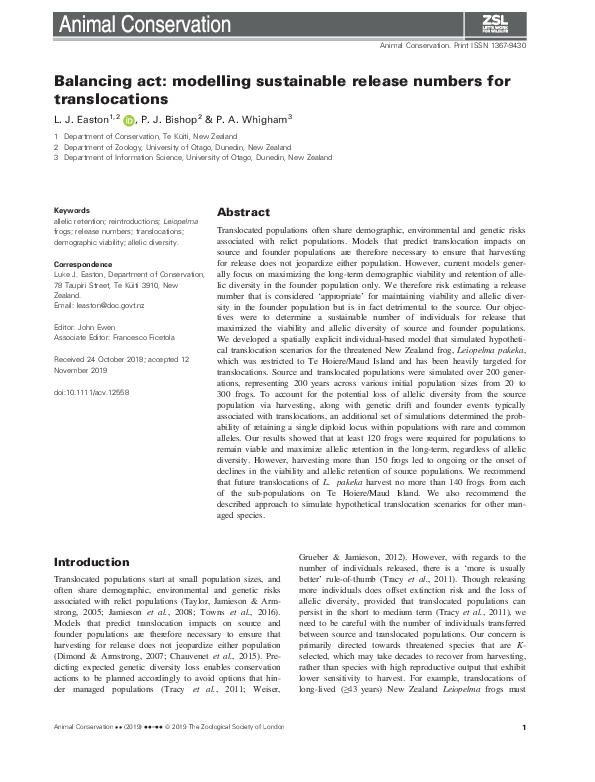 (PDF) Balancing act: modelling sustainable release numbers for ...