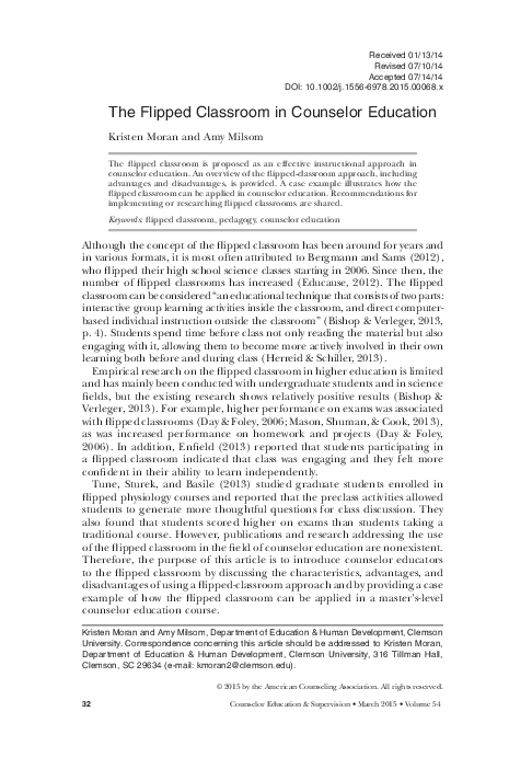 (PDF) The Flipped Classroom in Counselor Education