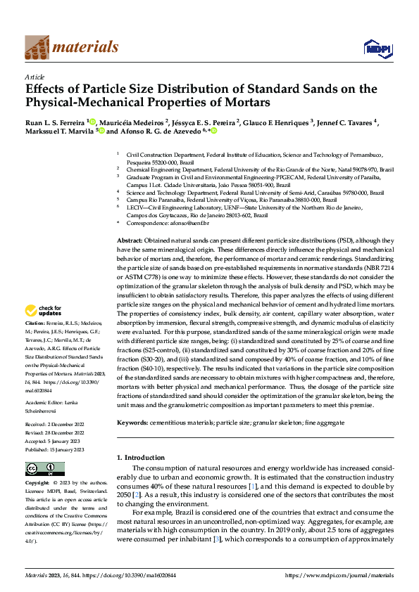 (PDF) Effects of Particle Size Distribution of Standard Sands on the ...