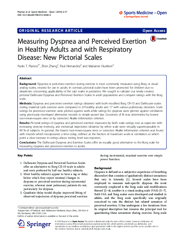 (PDF) Measuring Dyspnea and Perceived Exertion in Healthy Adults and ...