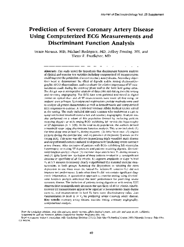 (PDF) Prediction of severe coronary artery disease using computerized ...