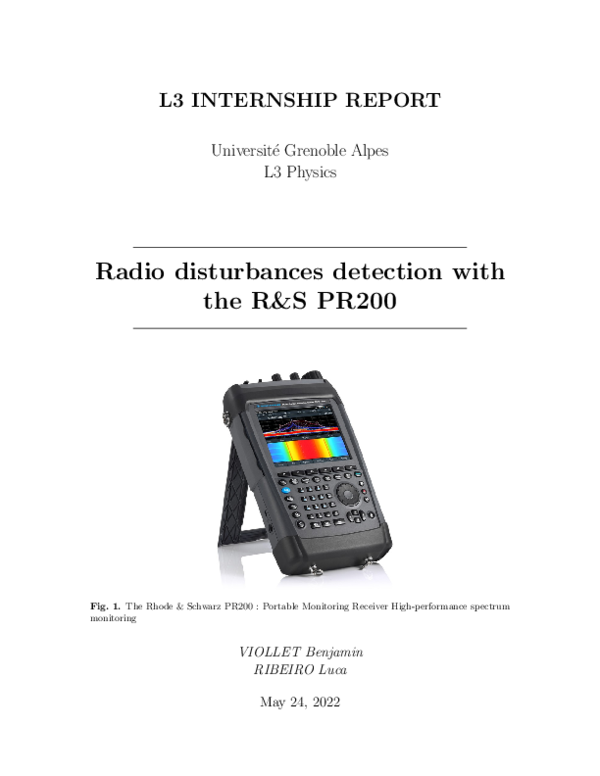 (PDF) L3 internship report - Radio disturbances detection