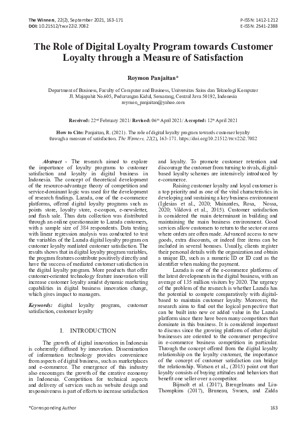 (PDF) The Role of Digital Loyalty Program towards Customer Loyalty ...