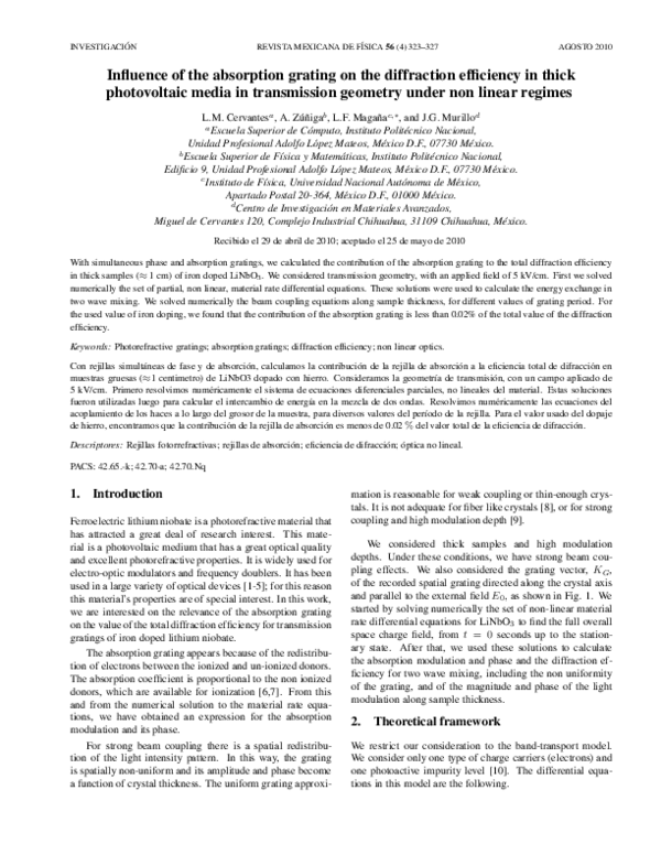 (PDF) Influence of the absorption grating on the diffraction efficiency ...