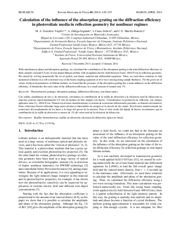 (PDF) Calculation of the influence of the absorption grating on the ...