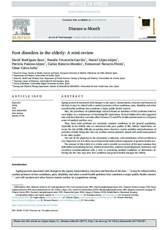 (PDF) Foot disorders in the elderly: A mini-review