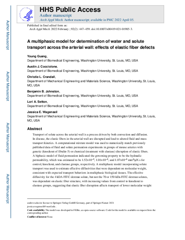 (PDF) A multiphasic model for determination of water and solute ...