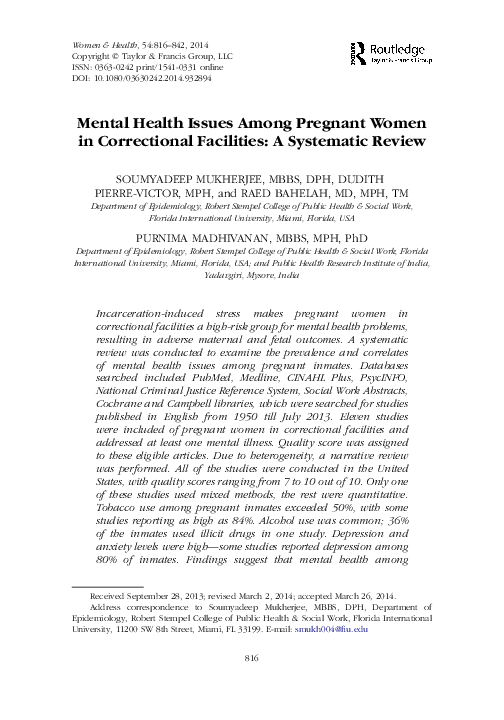 (PDF) Mental Health Issues Among Pregnant Women in Correctional ...