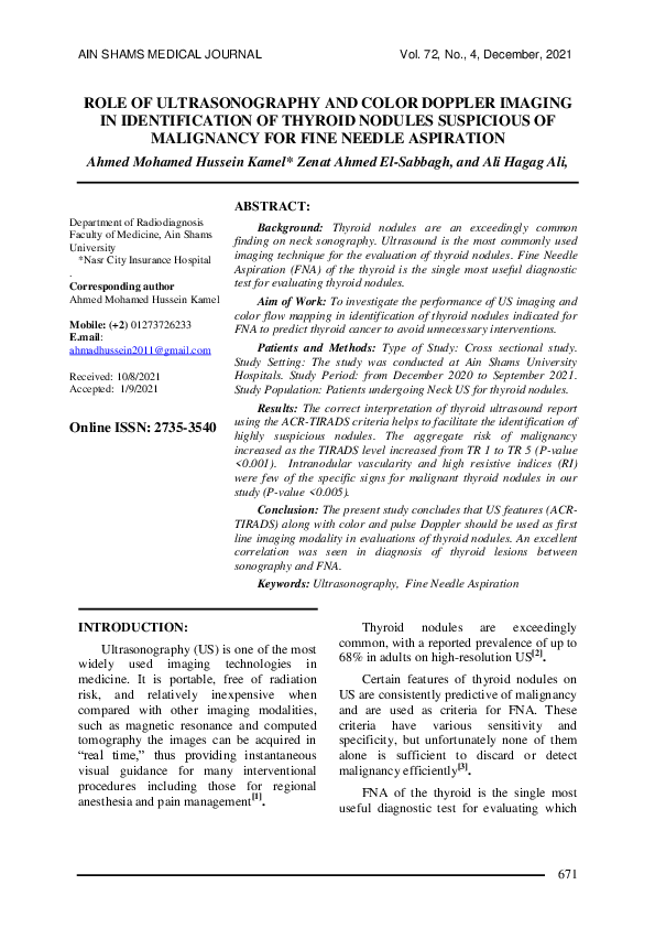 (PDF) Role of Ultrasonography and Color Doppler Imaging in ...
