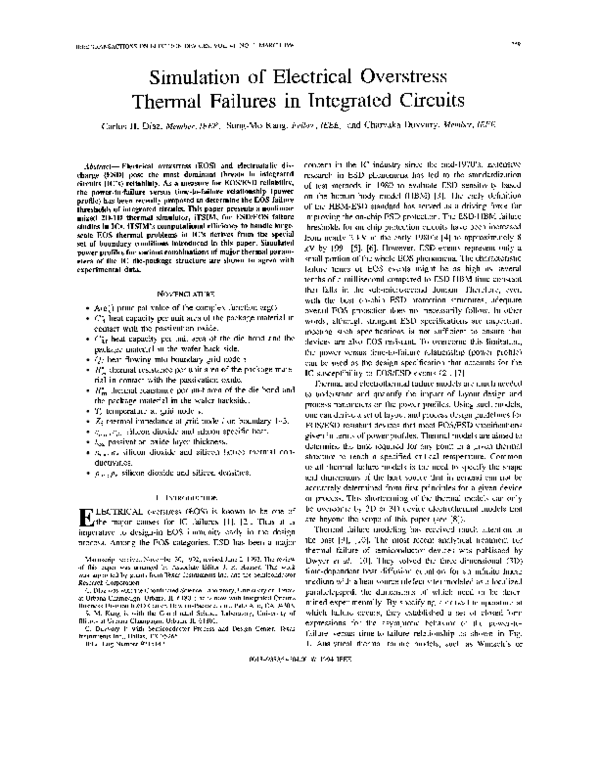 (PDF) Simulation of electrical overstress thermal failures in