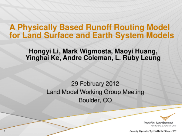 (PDF) A Physically Based Runoff Routing Model for Land Surface and ...