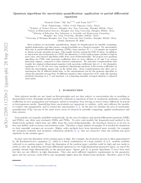 (PDF) Quantum algorithms for uncertainty quantification: application to ...