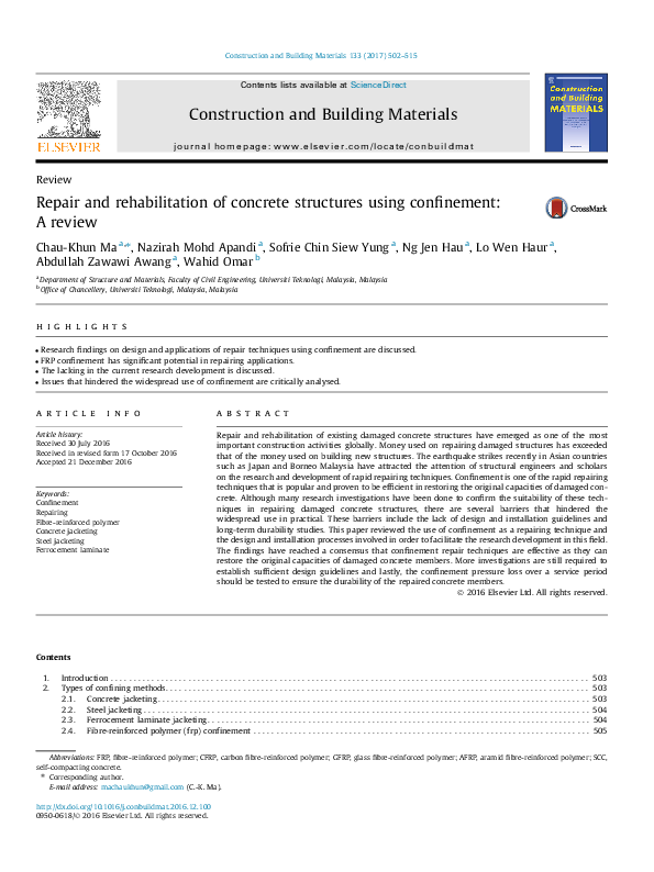 (PDF) Repair and rehabilitation of concrete structures using ...