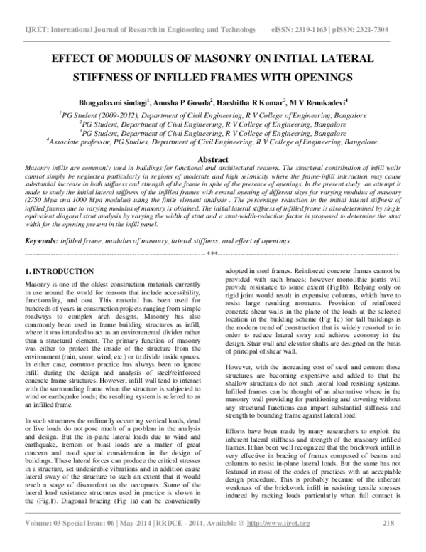 (PDF) Effect of Modulus of Masonry on Initial Lateral Stiffness of ...
