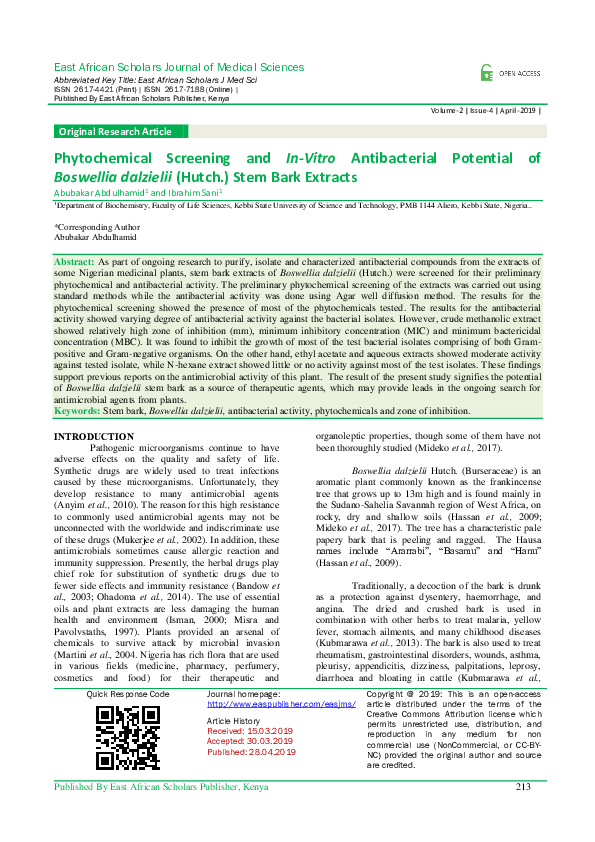 (PDF) Phytochemical Screening and In-Vitro Antibacterial Potential of ...