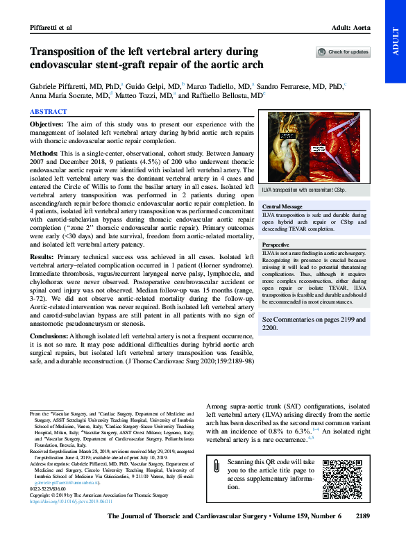 (PDF) Transposition of the left vertebral artery during endovascular ...