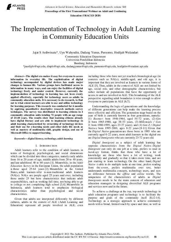 (PDF) The Implementation of Technology in Adult Learning in Community ...