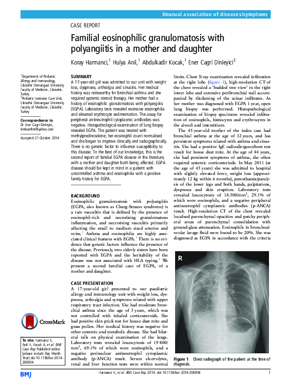 (PDF) Familial eosinophilic granulomatosis with polyangiitis in a ...