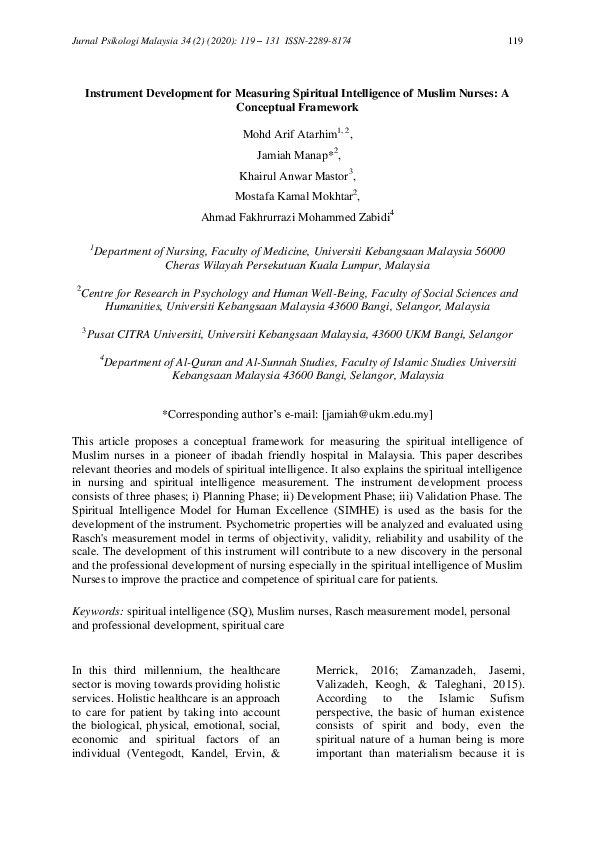(PDF) Instrument Development for Measuring Spiritual Intelligence of ...