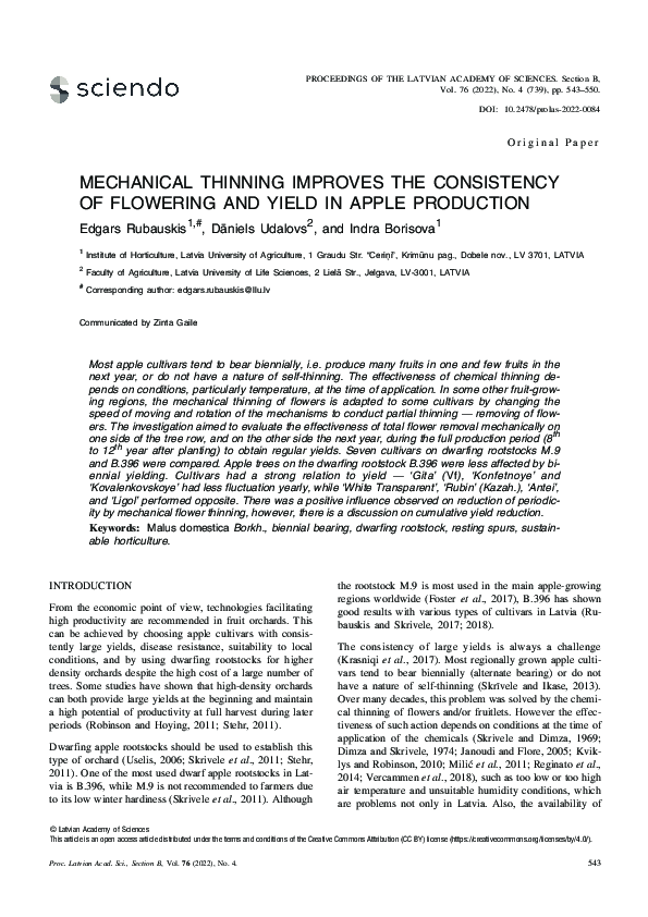(PDF) Mechanical Thinning Improves the Consistency of Flowering and ...
