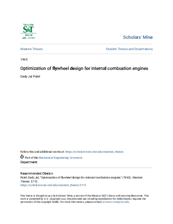 (PDF) Optimization of flywheel design for internal combustion engines