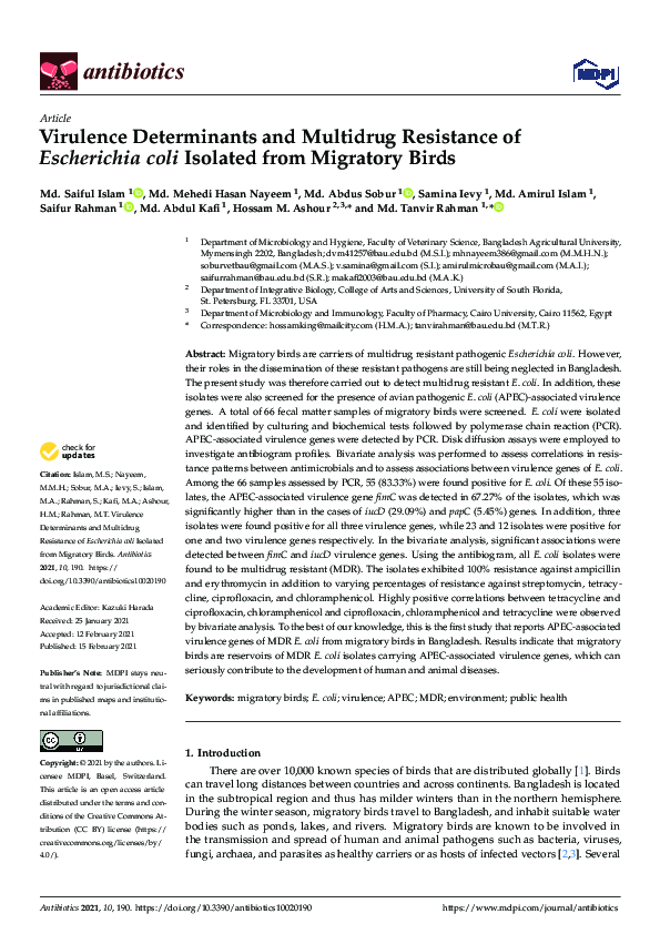 (PDF) Virulence Determinants and Multidrug Resistance of Escherichia ...