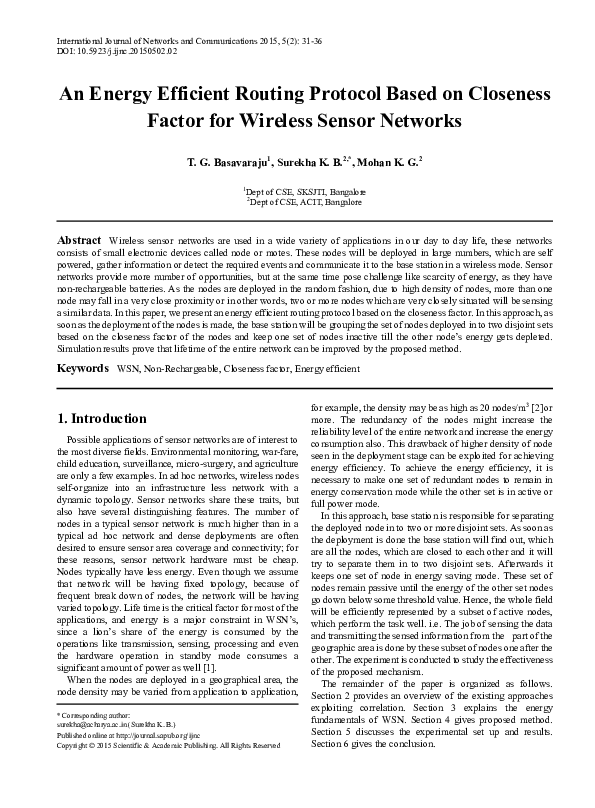 (PDF) An Energy Efficient Routing Protocol in Wireless Sensor Networks