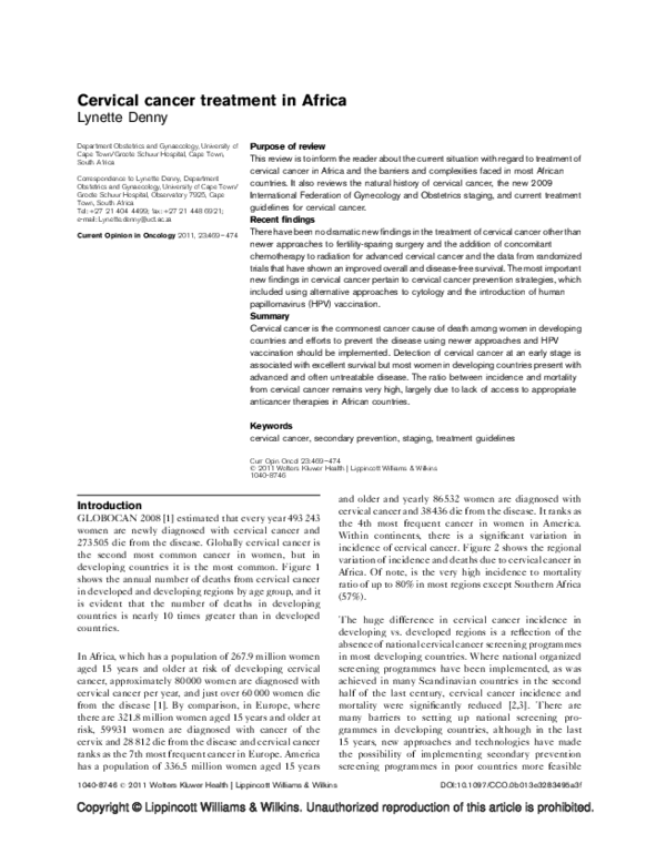 (PDF) Cervical cancer treatment in Africa