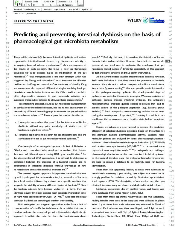 (PDF) Predicting and preventing intestinal dysbiosis on the basis of ...