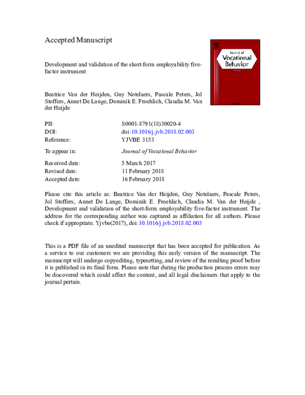 (PDF) Development and validation of the short-form employability five ...