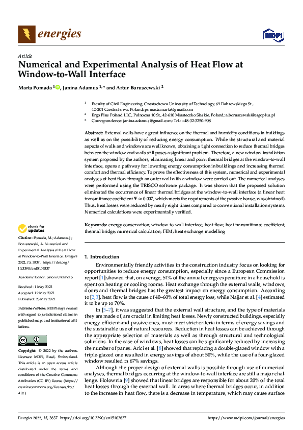 (PDF) Numerical and Experimental Analysis of Heat Flow at Window-to ...
