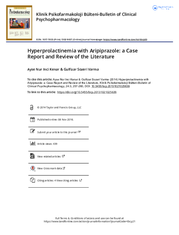 (PDF) Hyperprolactinemia with aripiprazole a case report and review of