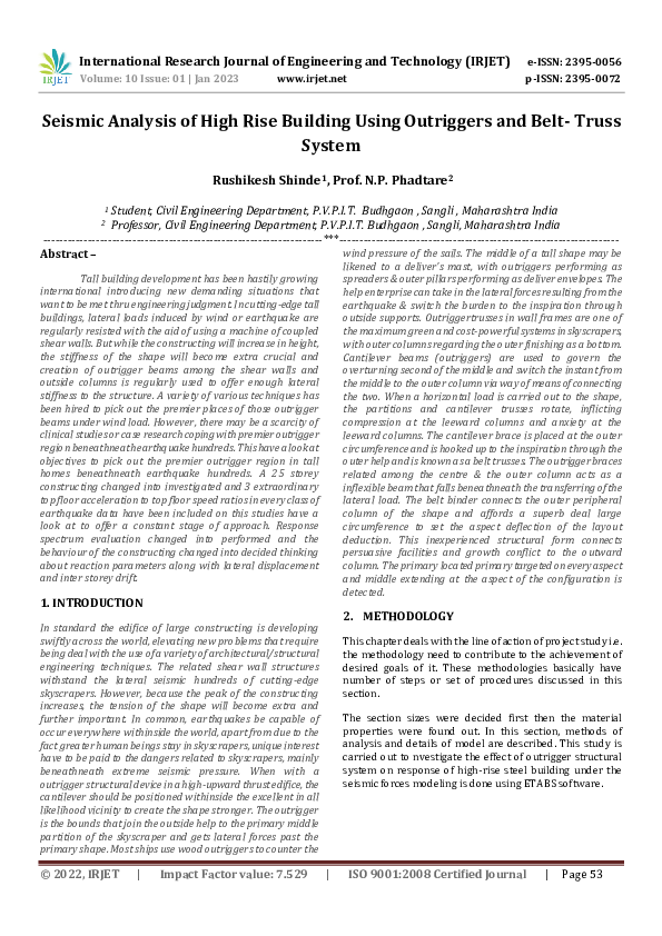 (PDF) Seismic Analysis of High Rise Building Using Outriggers and Belt ...