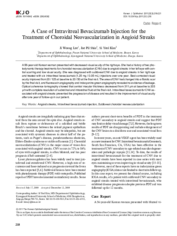 (PDF) A case of intravitreal bevacizumab injection for the treatment of ...