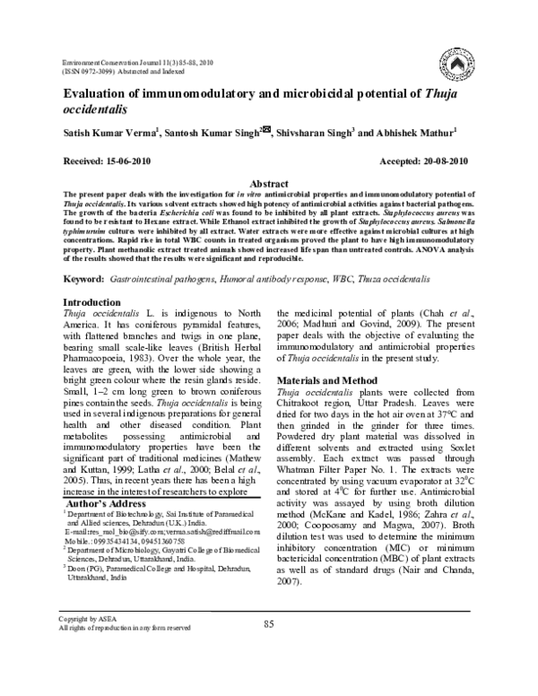 (PDF) Evaluation of immunomodulatory and microbicidal potential of ...