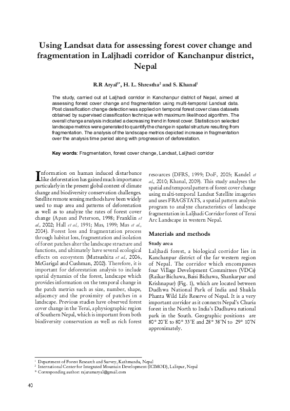 (PDF) Using Landsat data for assessing forest cover change and ...