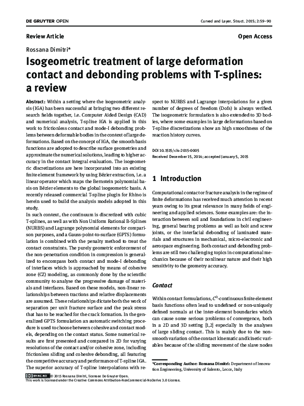 (PDF) Isogeometric treatment of large deformation contact and debonding ...