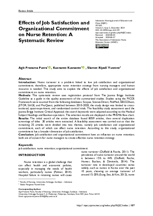 (PDF) Effects of Job Satisfaction and Organizational Commitment on ...