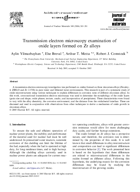 (PDF) Transmission electron microscopy examination of oxide layers ...