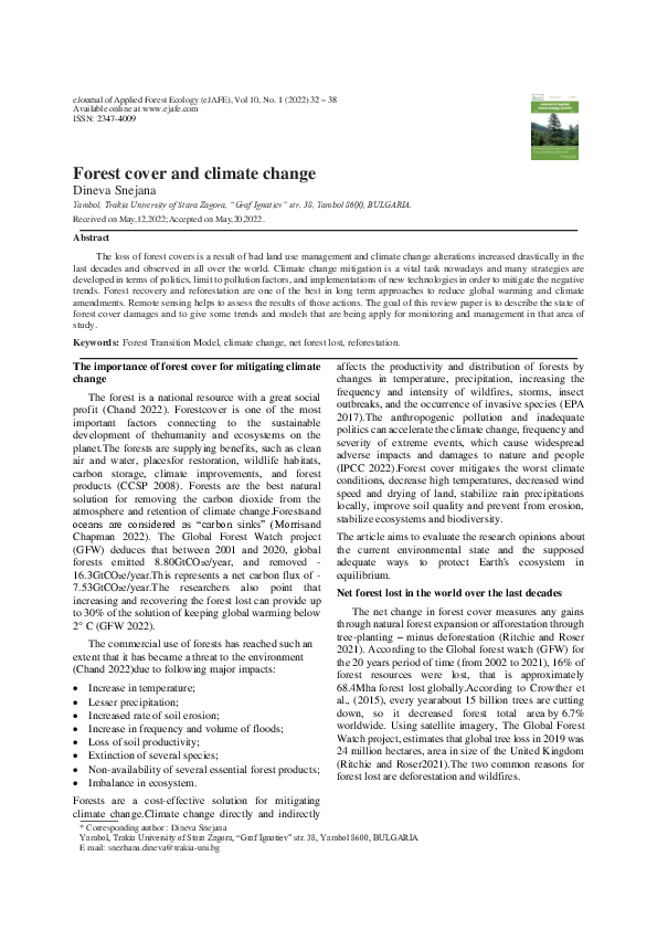 (PDF) Forest cover and climate change