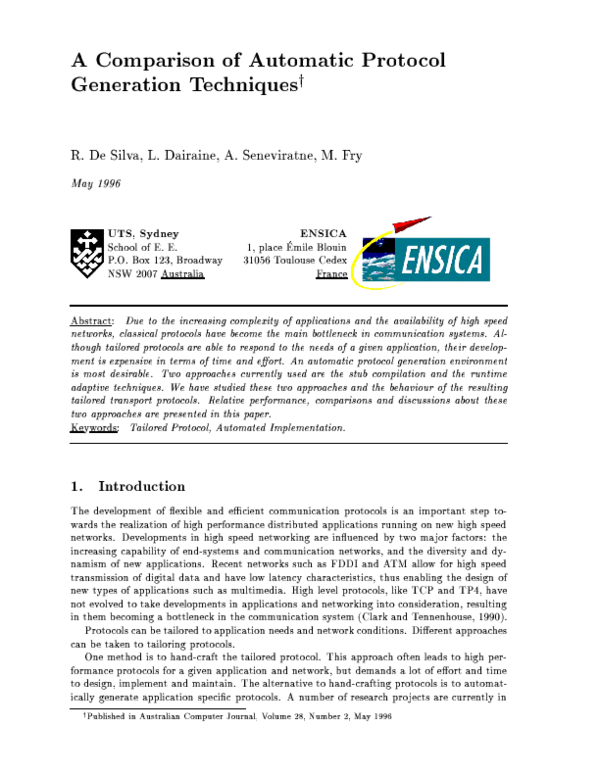 (PDF) A comparison of automatic protocol generation techniques
